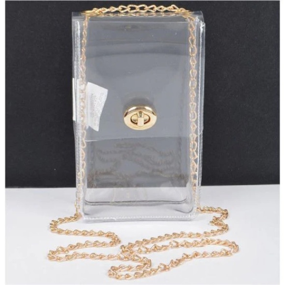 BRAND NEW WITH TAGS Clear Stadium-Approved Crossbody Bag with Gold Chain Strap